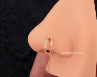 18G Gold Double Hoop Nose Ring/Cartilage Hoop/Conch Earring/Daith Ring/Tragus Jewelry/Helix Hoop/Cartilage Earring/Hoop Earring/Earlobe