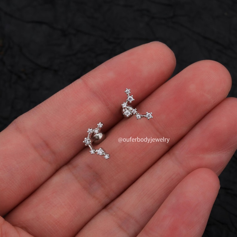 16G Celetial Zodiac Cartilage Earring Studs/Constellation Stud boucles d'oreilles/Horoscope Boucles d'oreilles/Conch Boucles d'oreilles/Helix Studs/Mother's Day Gift image 5