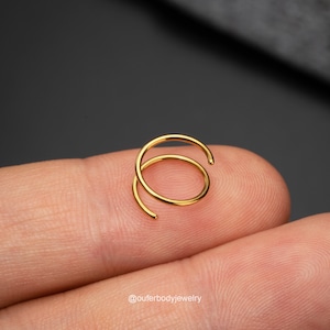 20G Implant Titanium Double Hoop Nose Ring Single Pierced/Silver Gold Black Nose Hoop/Spiral Hoop Earring/Nose Piercing/Twiste Piercing Hoop Gold