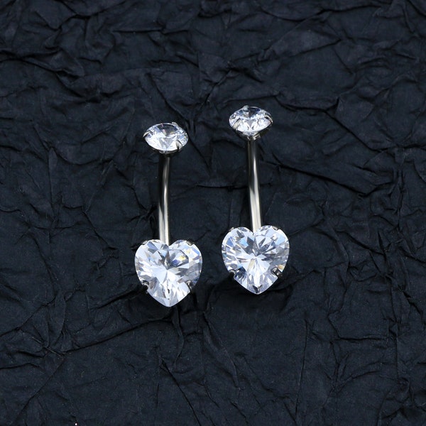 14G titane nombril anneau/rond haut & coeur bas nombril bijoux/nombril nombril/CZ nombril anneau/ventre Piercing/Saint Valentin cadeau