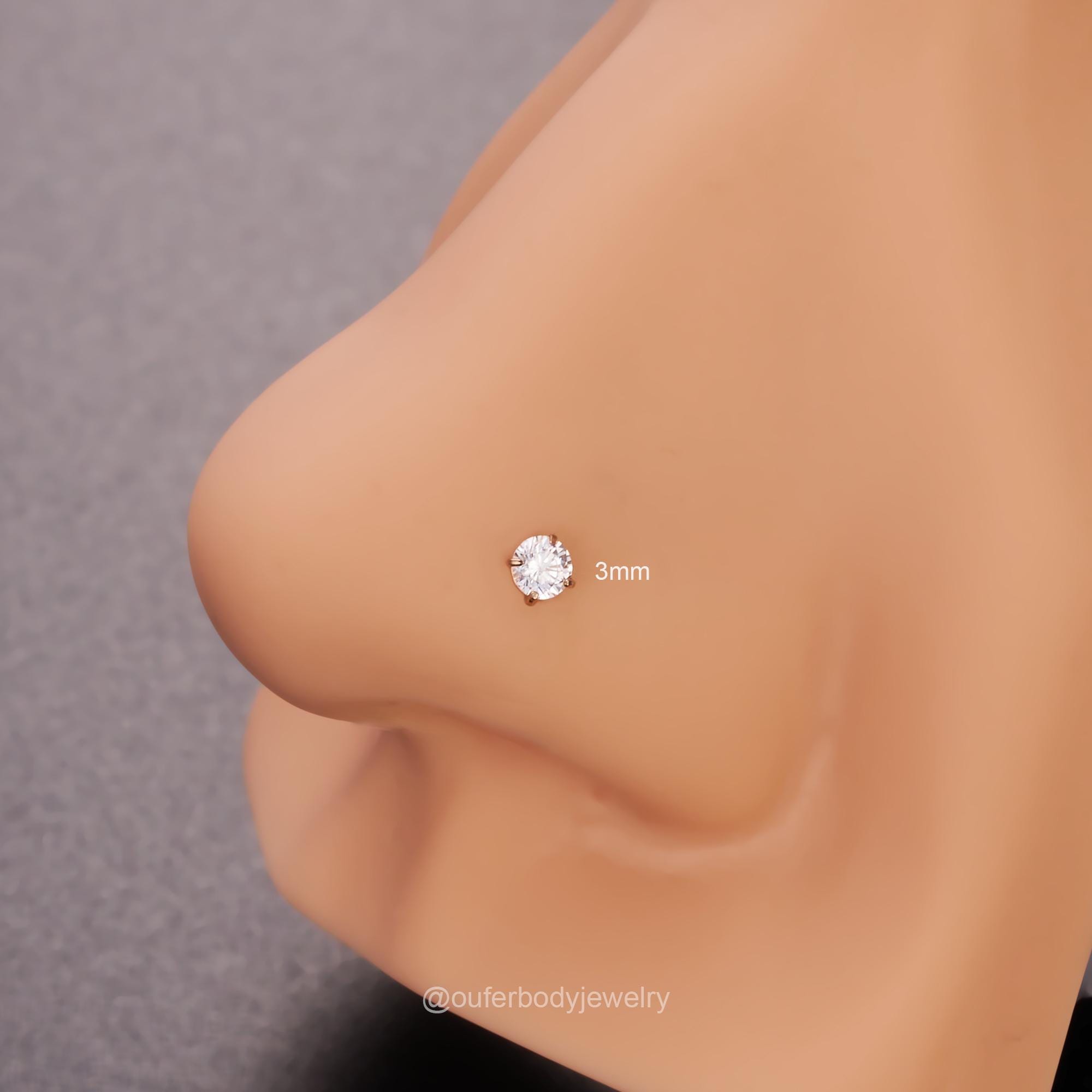 GEMQUEEN G23 - Orecchini a perno con retro piatto in titanio grado impianto, zirconia cubica 5A, ipoallergenici, 3 pezzi, 18 G, filettatura interna, per trago, cartilagine, conchiglia, elica, per