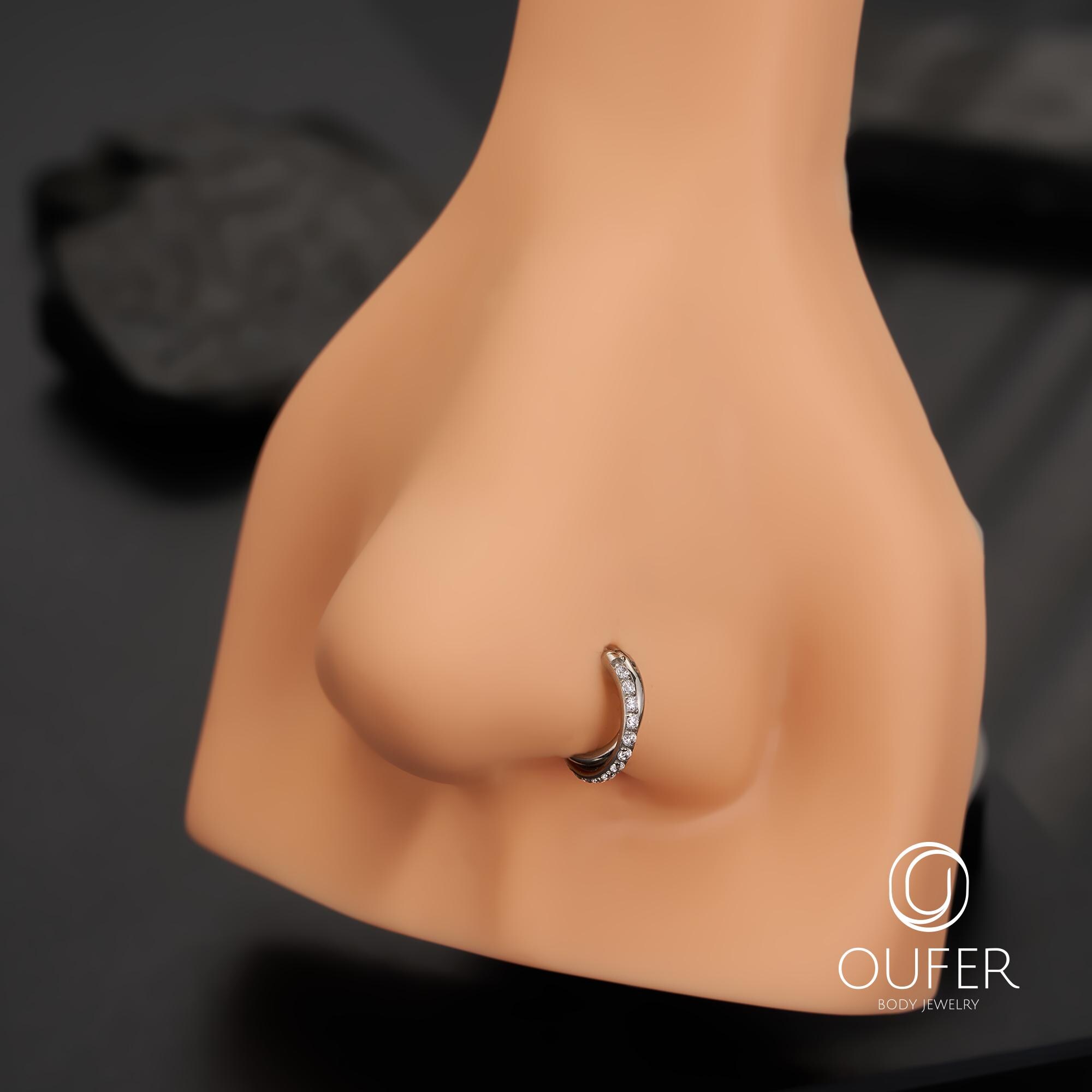 Kakonia Piercing per setto da donna, 16 g, in acciaio inox 316L, gioielli per setto bianco, rosa, con farfalla, per setto e trago, helix, orecchini daith, Acciaio inossidabile