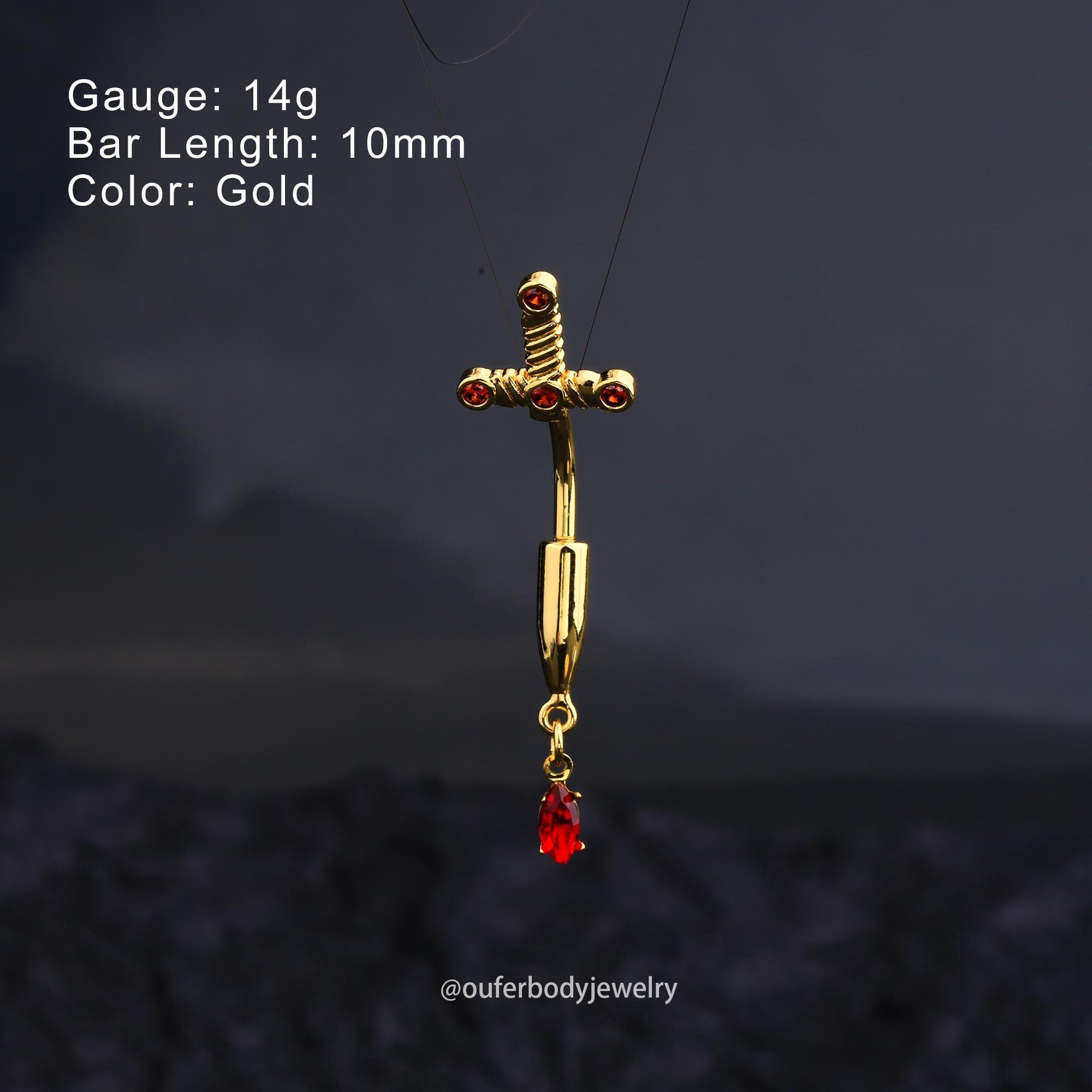 Dagger belly button ring deals