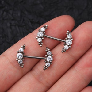 2Pcs Titanium Nipple Barbells/Nipple Ring/Nipple Piercing/Nipple Jewelry/Nipple Shield/Sexy Body Jewelry/Internally Threaded/Goft For Her