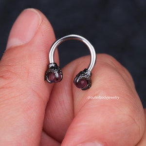 14G ドラゴンクロー 軟骨ピアス/セプタムリング/トラガスフープ/ダイスフープ/セプタムピアス/コンクピアス/彼女へのギフト/フープイヤリング/ミニマル