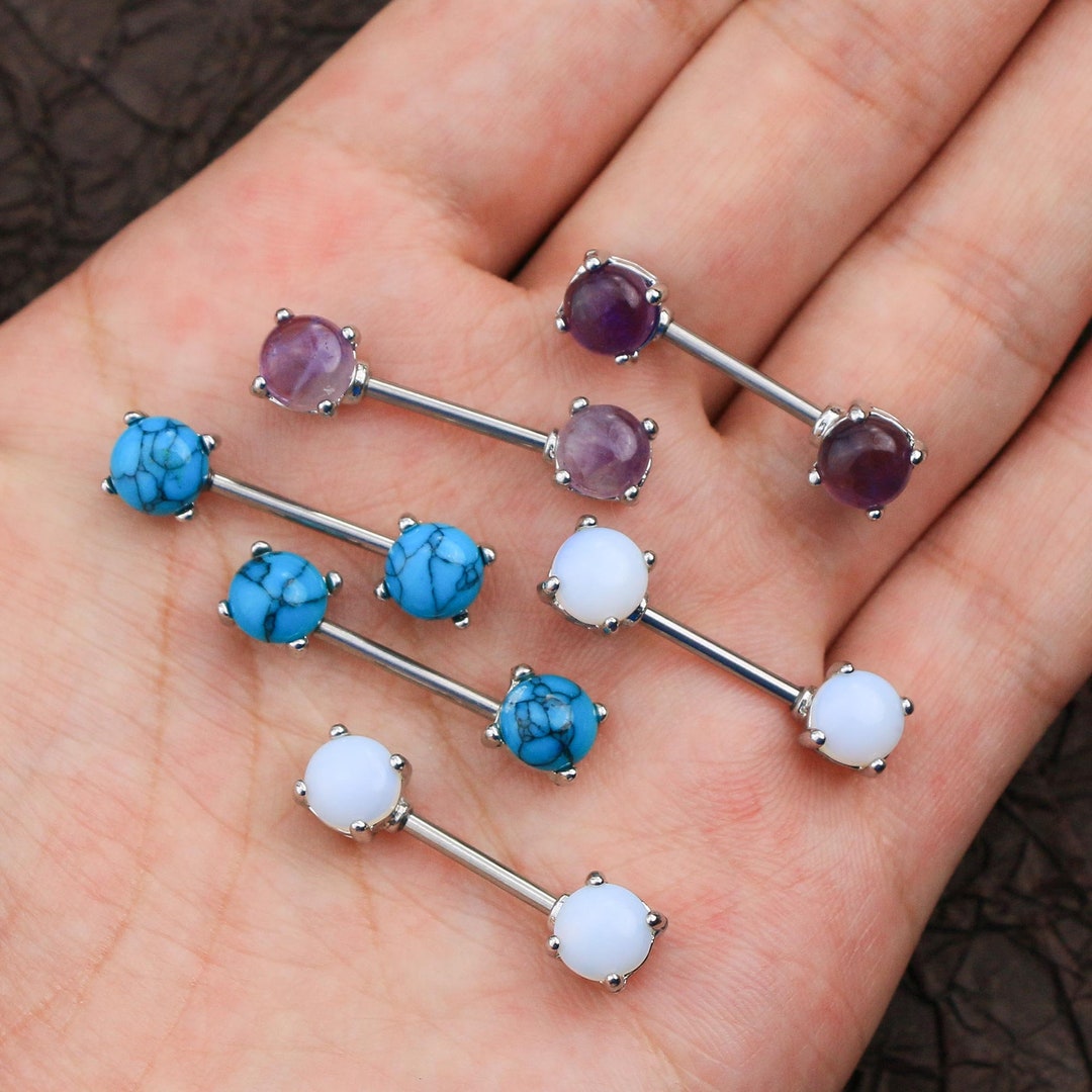 14G Stone Nipple Ring/nipple Barbell/nipple Jewelry/nipple Piercing