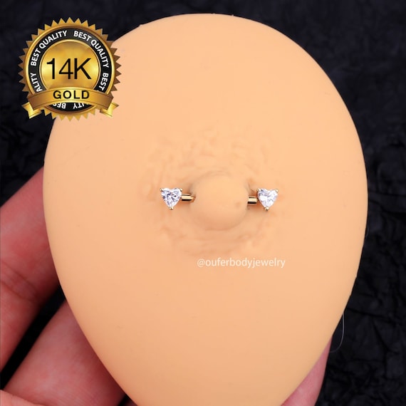 2PCS 14K Gold Nipple Rings/14g Nipple Jewelry/nipple 