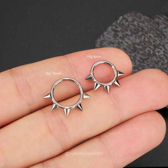 Implant Grade Titanium Spike Hinged Septum Ring Hoop Clicker Implant Grade Titanium Spike Hinged Septum Ring Hoop Clicker