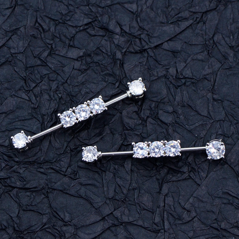 Clear CZ Cubic Zircon Industrial Barbell Piercing/ Ear Etsy