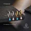 14G 8mm Titanium Dangle Teardrop CZ Belly Hoop Clicker – Blue CZ Navel Ring, Hinged Belly Piercing