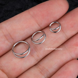 18G Doppel Hoop Septum Ring/Hinged Hoop/Tragus Hoop/Daith Hoop/Helix Hoop/Conch Hoop/Knorpel Ohrring/Geschenk für sie/Minimalistische Ohrringe Silver