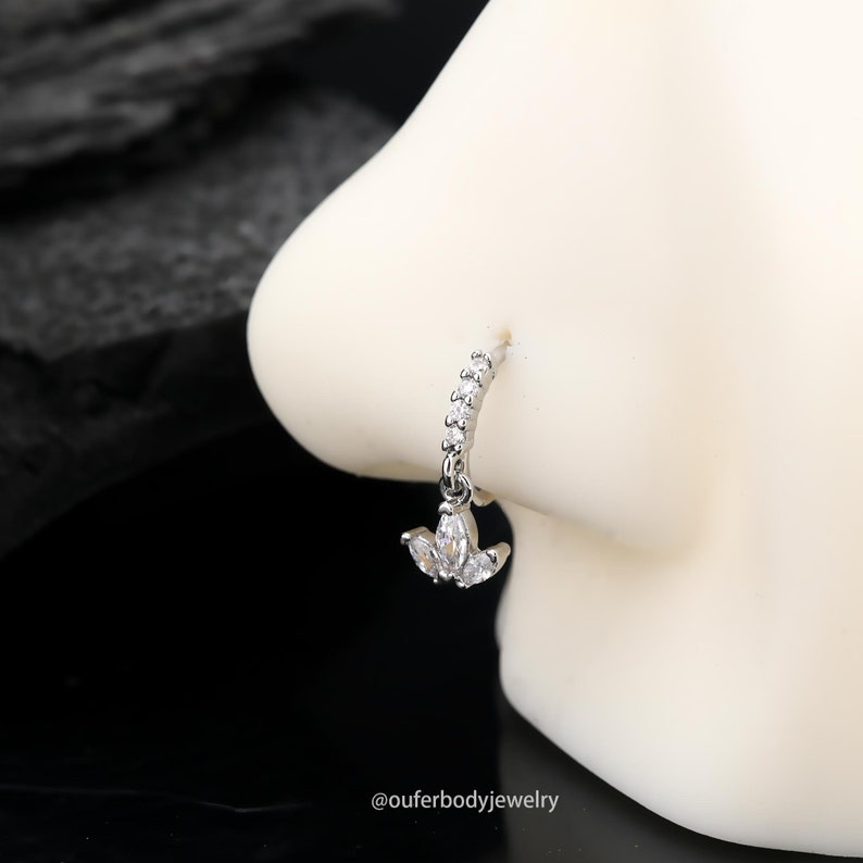 20G hängande näsring/hjärta/blomma/krona/stjärna örhängen/tornörhängen/helixring/hängande cz-ringar/näspiercing/näsborresmycken/presentset Crown Hoop