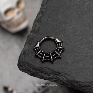 16G Spider Web Septum Ring Black Silver Clicker/cartilage/helix Earring ...