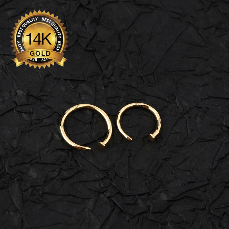 Cerchio per naso in oro massiccio 14K/Anello per naso piccolo e sottile/Cerchio per anello per naso in argento/18g 20 Gauge Piccoli anelli per naso/Aderenza perfetta/Gioielli per piercing al naso Regolabili immagine 10