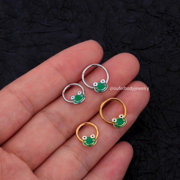 16G CZ Frog Septum Ring/Daith Earring/Cartilage Earrings/Helix Earring/Tragus Earring/Conch Hoop/Hoop Earring/Tiny Gold Hoop/Silver Hoop