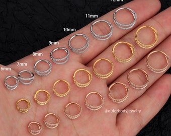 16G Double Hoop Nose Ring/Septum Hoop Ring/Cartilage Hoop/Conch Earring/Daith Ring/Tragus Jewelry/Helix Hoop/Cartilage Earring/Hoop Earring