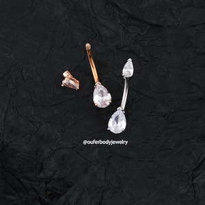 14G 316L Stainless Steel CZ Belly Button Ring/Silver & Rose Gold Navel Ring/Belly Button Piercing/Belly Button Ring/Minimalist Jewelry/Gift