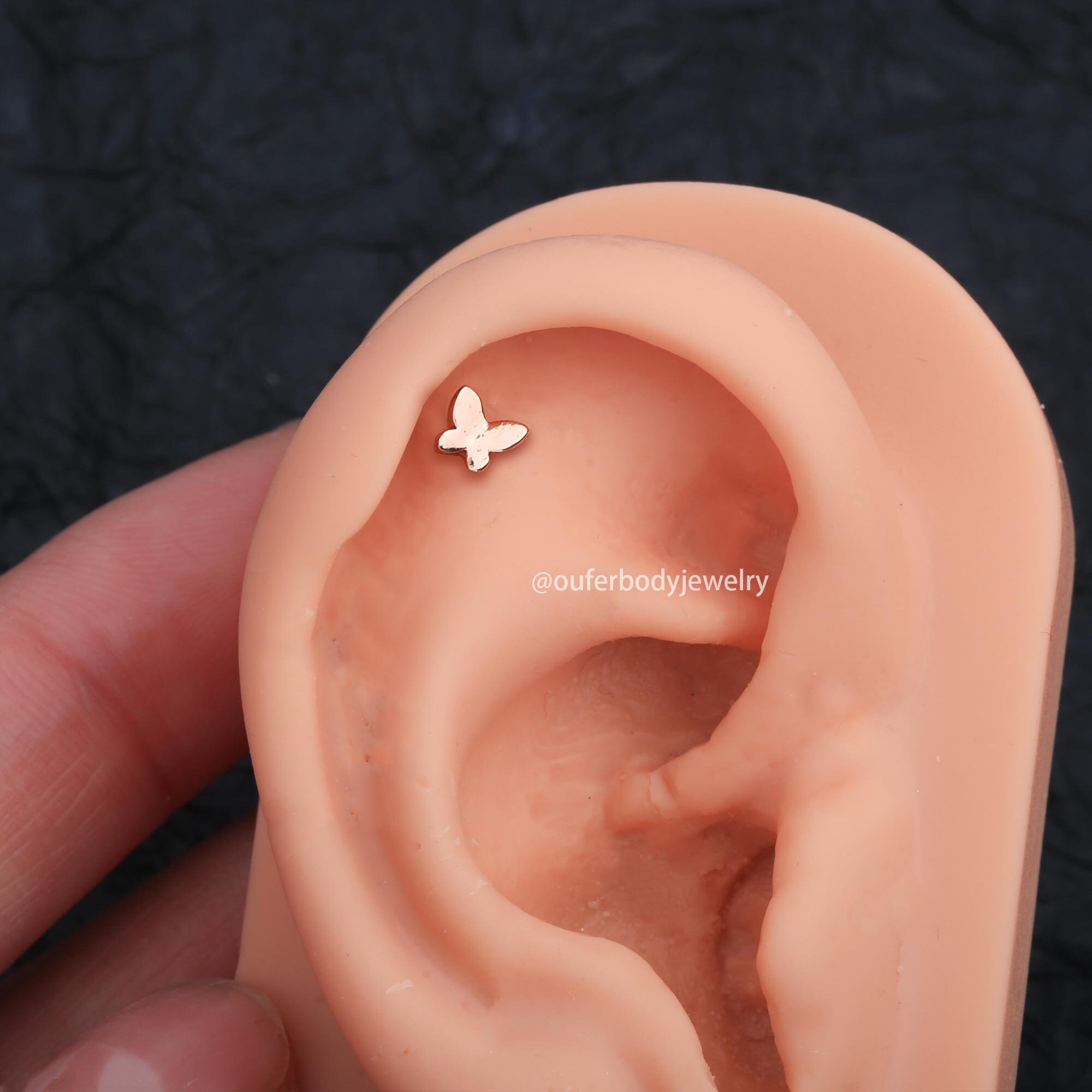 Orecchini a forma di farfalla minuscola da 16G con parte posteriore piatta e filettatura interna, per cartilagine, trago, conca, elica, labret, delicati, regalo per lei - Italia