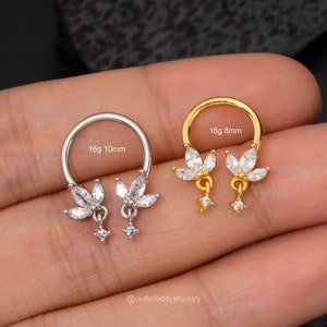 16G bengelen lotustussenschotring/kroon hoefijzerhalter/Daith-oorbellen/kraakbeenring/septumsieraden/helix/schelp/tragusring zilver goud/cadeau
