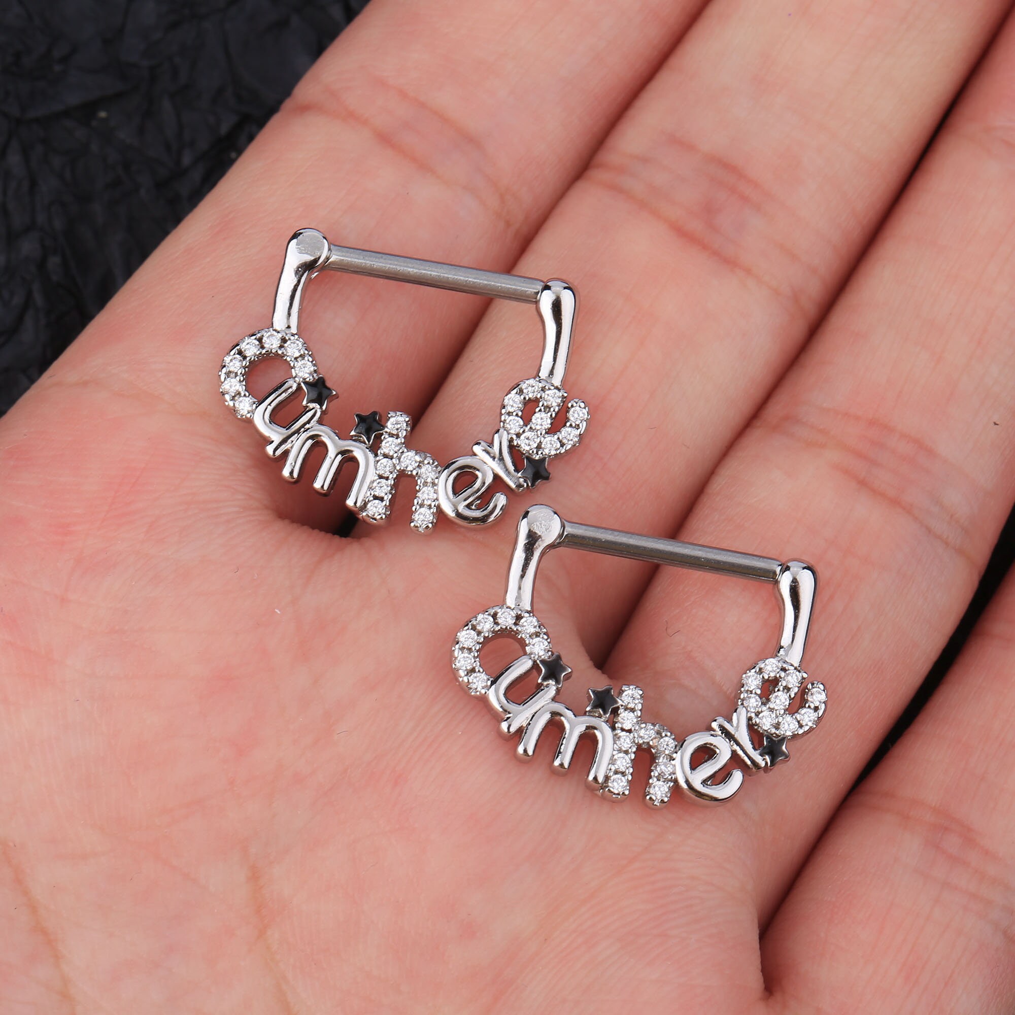 Letter k nipple rings deals