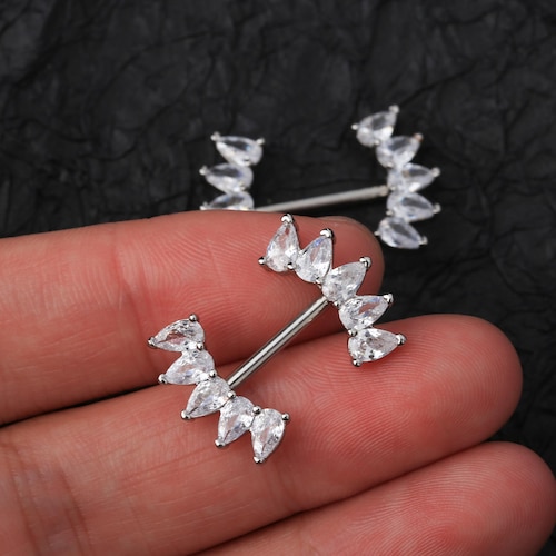 2pcs 316L Stainless Steel 14G Safety Pin Nipple Barbell Etsy