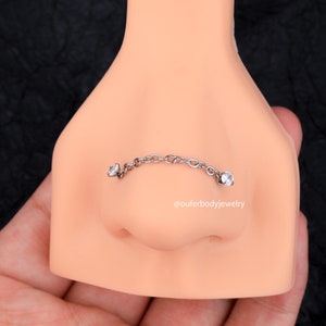 20G Chain Double Nose Stud/Nose Piercing/Nose Chain/Nose Jewelry/Summer Jewelry/Nasalang/Minimalist Jewelry/Nostril Jewelry/Gift For Her