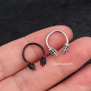 16G Skeleton Cartilage Earring/Septum Ring/Helix Hoop/Daith Ring/Tragus Hoop/Conch Earring/Halloween Jewelry/Minimalist Earring/Gift For Her