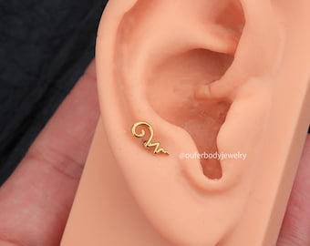 16G Gold Spiral Stud Earring/Cartilage Earring/Cartilage Stud/Small Stud Earrings/Tragus,Helix,Conch/Minimalist Earrings/Birthday Gift