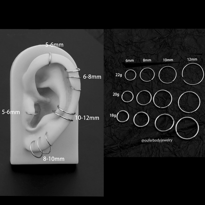 2 Pieces Tiny Silver Hoop Earrings/nose Ring/silver Huggie Etsy