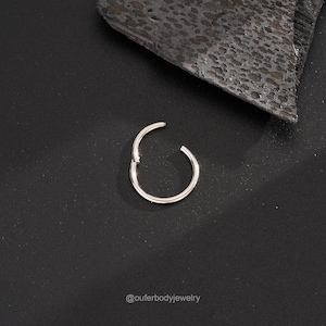 Puede incluir: Un anillo de piercing corporal sin costuras de plata. El anillo est&aacute; abierto y listo para ser insertado.