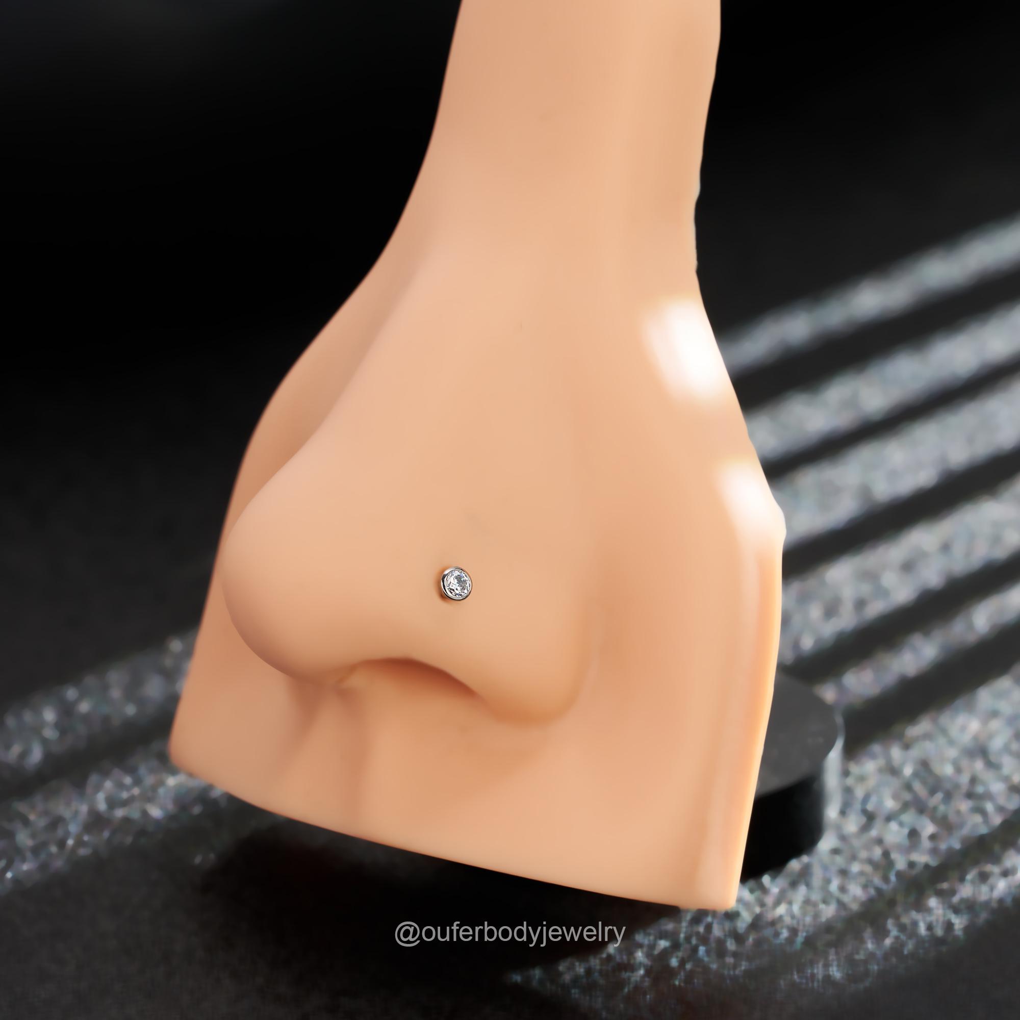 Piercing Labbra In Titanio Con Zirconia Cubica Trasparente - 16 Gauge, Per Labbro, Trago, Cartilagine, Interno Filettato - Foto 4