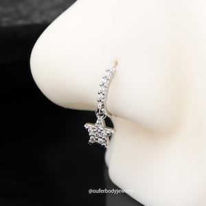 20G hängande näsring/hjärta/blomma/krona/stjärna örhängen/tornörhängen/helixring/hängande cz-ringar/näspiercing/näsborresmycken/presentset Star Hoop