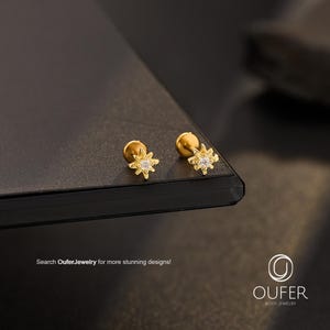 Pendientes de botón pequeños de oro con forma de estrella de 16G / Pendientes de cartílago / Pendientes de botón pequeños / Tragus, hélix, concha / Pendientes minimalistas / Regalo de cumpleaños
