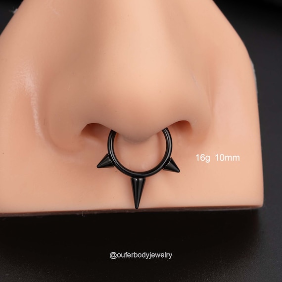 Black septum ring with spikes discount