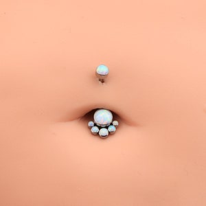 Anneau de nombril en titane 14G CZ et anneau de nombril patte d&#39;opale/filetage interne/piercing nombril/bijoux nombril/bijoux de ventre/Saint-Valentin