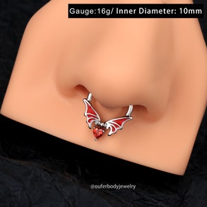 16G Bat Spooky Septum Ring/Daith Hoop/Conch Hoop/Tragus Hoop/Helix Hoop/Halloween Jewelry/Hoop Earrings/Cartilage Earrings/Gift for her