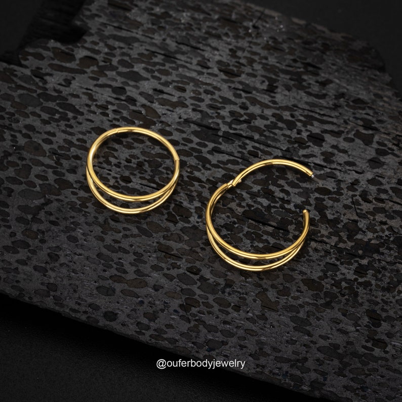 20G Double Hoop Nose Ring Silver Gold/Cartilage Hoop/Conch Earring/Daith Ring/Tragus Jewelry/Helix Hoop/Hoop Earring/Earlobe Earrings/Gifts image 4
