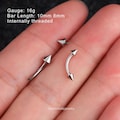 2PCS 16G 18G Titanium Internally Threaded Spike Eyebrow Rook Rings/Rook Barbells/Curved Barbell/Eyebrow Piercing/Cartilage Piercing/Gifts
