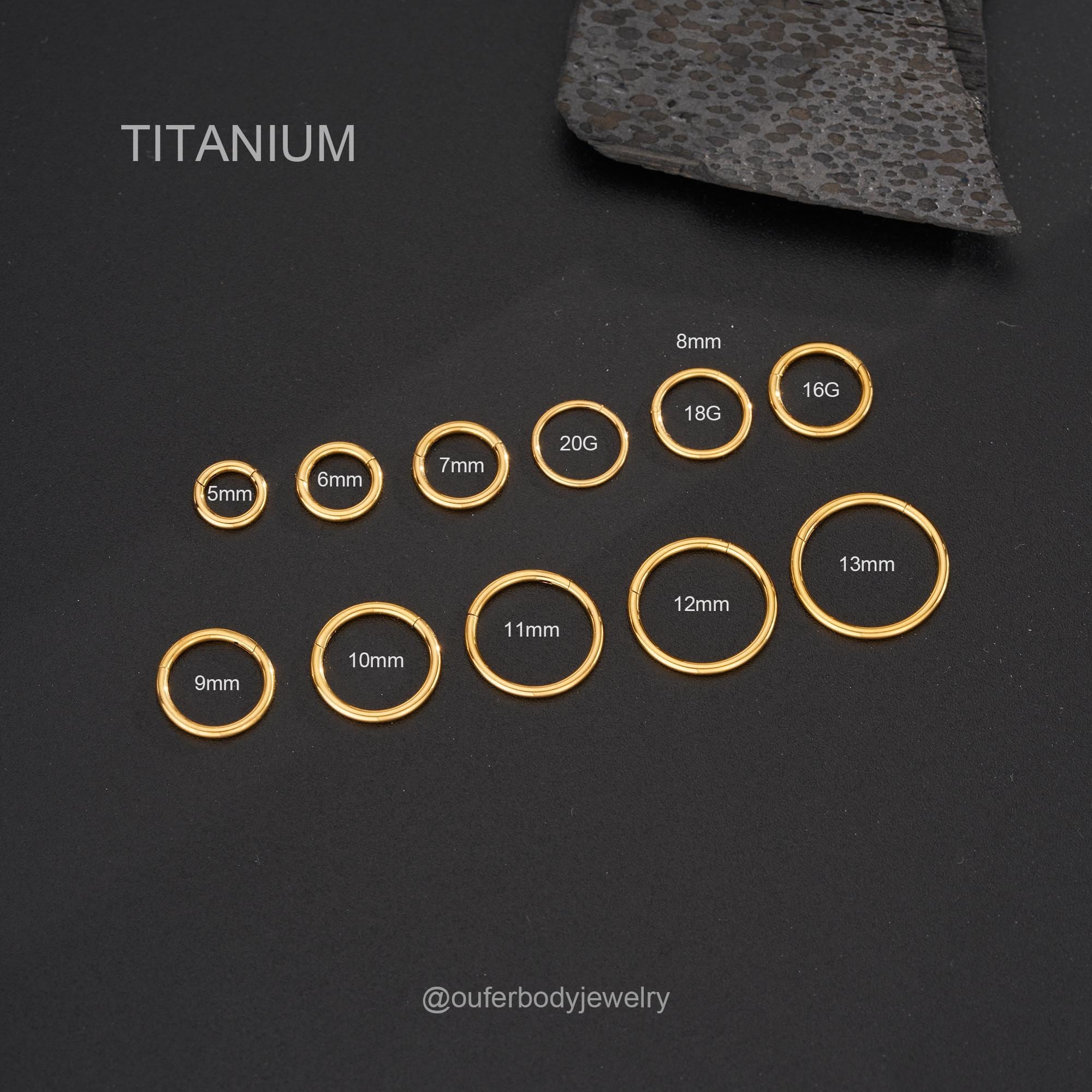 16G/18G/20G Gold Implant Grade Titanium Hinged Clicker,Nose,Cartilage,Helix,Daith,Tragus,Conch Piercings, Minimalist Hoop Earrings (5-13mm)