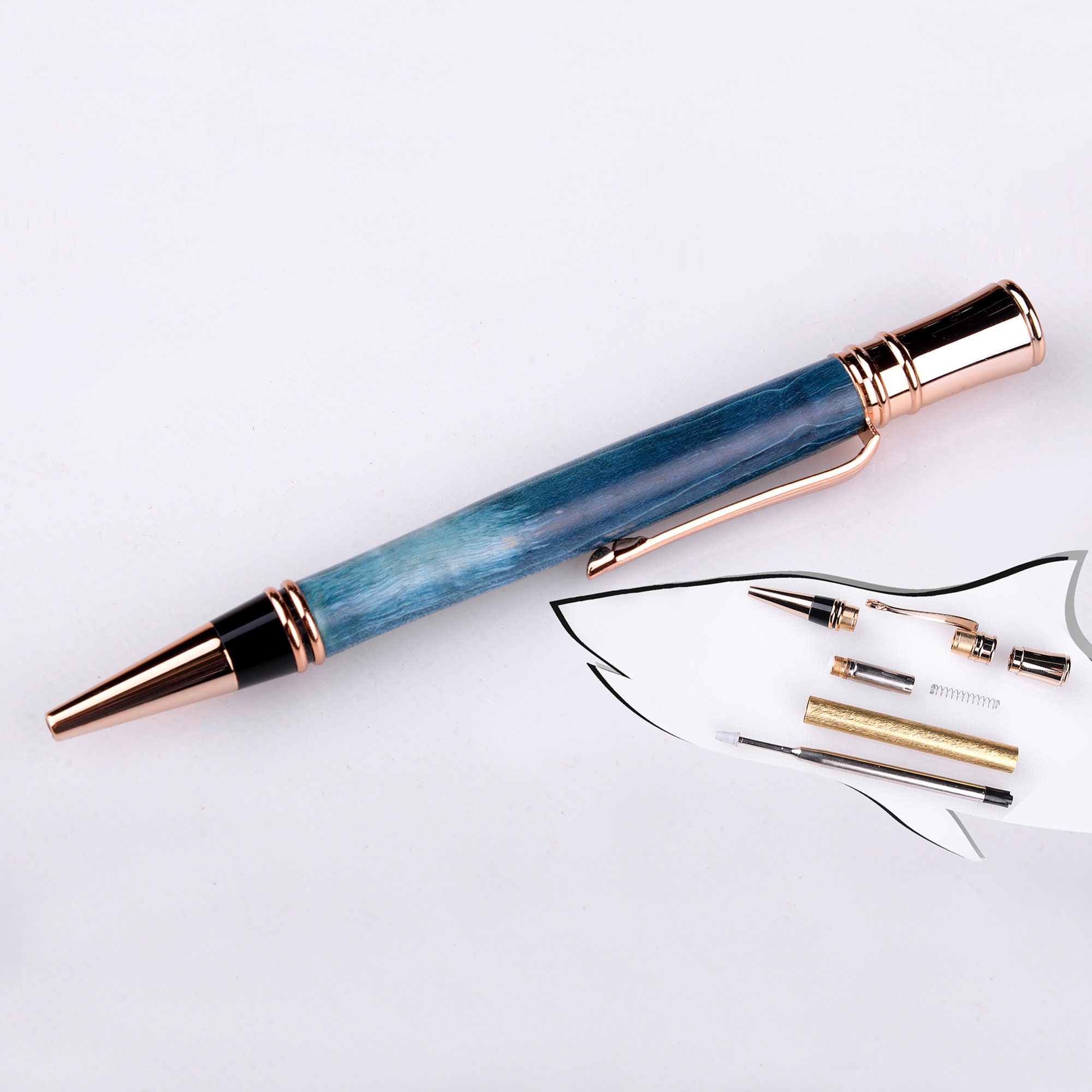Executive Pen Kit 24K Gold Chrome Wood Turning Accessory Etsy Canada