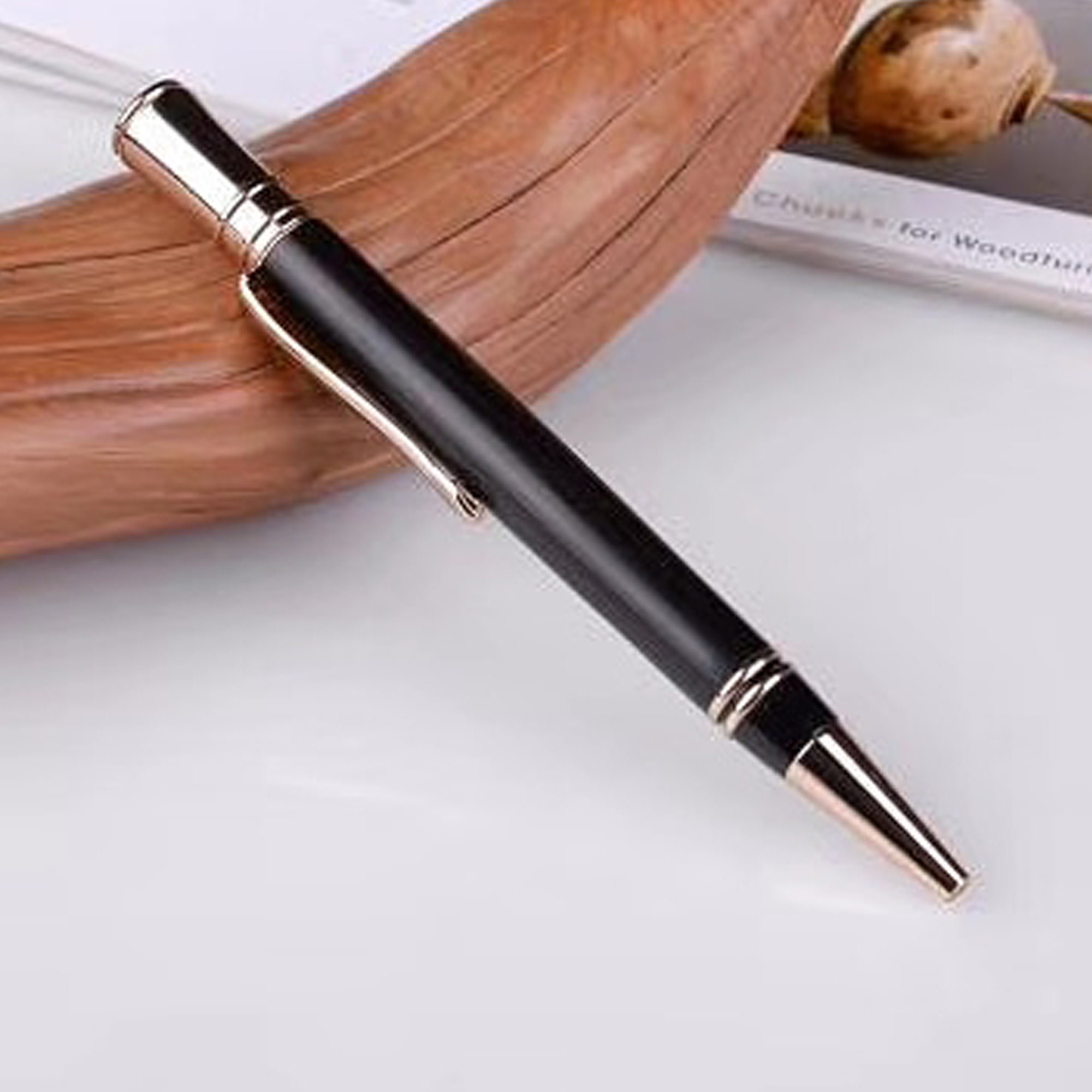 Executive Pen Kit 24K Gold Chrome Wood Turning Accessory Etsy Canada