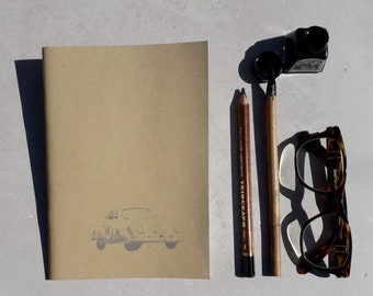 Carnet de croquis Porsche 356 A5 classique imprimé à la main - vierge à l’intérieur. Amateur de voiture carnet anniversaire créatif fait à la main journal chronique art