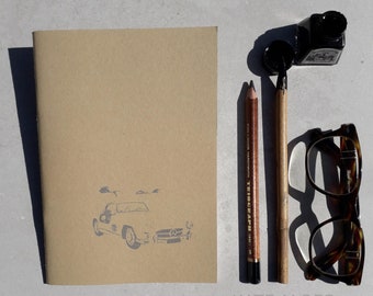 Carnet de croquis classique Mercedez-Benz Gullwing imprimé à la main, intérieur vierge. Carnet de notes journal cadeau d'anniversaire cadeau gâterie amateur de voitures
