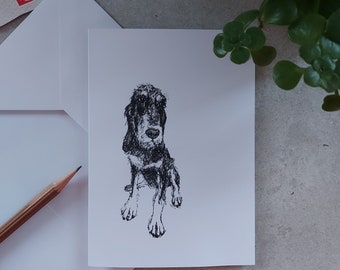 Désolé, carte de voeux de chien débraillé Polly. Blanc à l'intérieur. Croquis Griffon vendéen chien de chasse vendéen anniversaire anniversaire pawtrait dessiné à la main