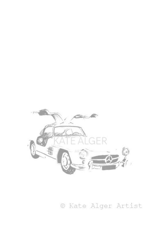 1955 Mercedes Benz 300sl Gullwing Carte De Vœux Voiture Etsy
