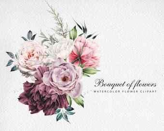 Ramos de flores Acuarela clipart PNG