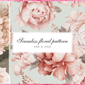 Seamless Floral Pattern Digital Paper Watercolor Clipart | Etsy