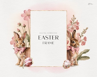 Easter Vintage frame, Frame-Border PNG, Digital Greeting card, Easter clipart png, Memory Book, Junk Journals, Scrapbooks, Digital download