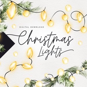 Kerstverlichting clipart, kerstillustraties, nieuwjaarsarrangementen, digitale download, bloemenclipart png
