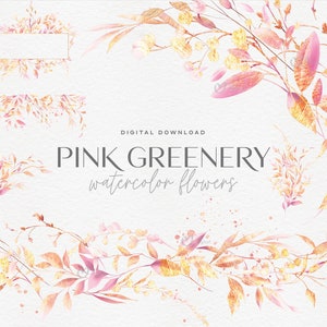 Roze groen, bloemenbundel, Border-frames, Bruiloft uitnodigingskaart, Boeketten, Digitale bloemen clipart PNG, Digitale clipart PNG